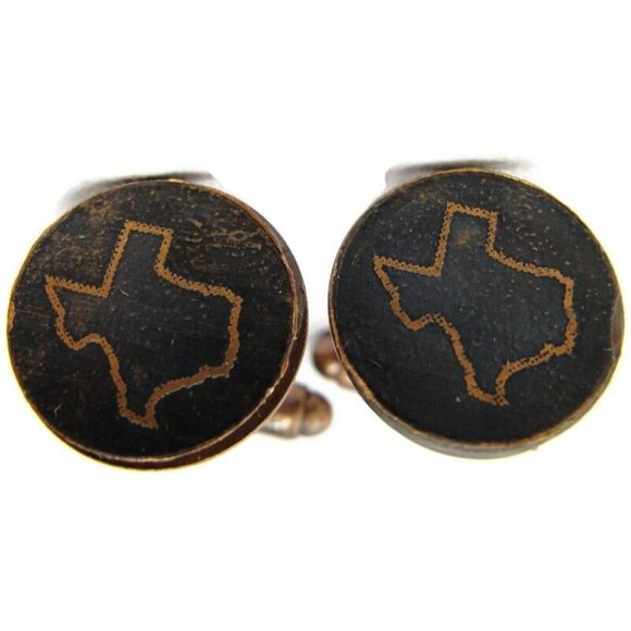 Vintage Texas Copper Cufflinks Round Shirt Accessories Wedding - Picture 2 of 11
